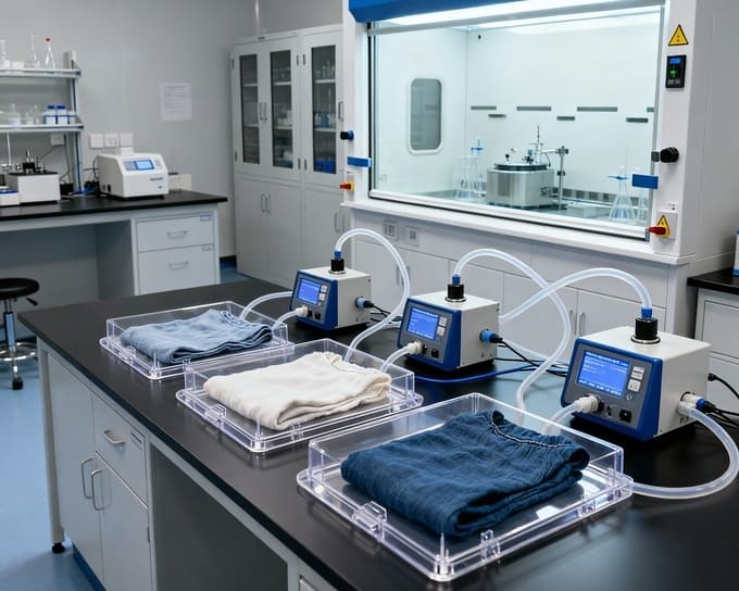 Laboratory setup for standardized textile odor testing