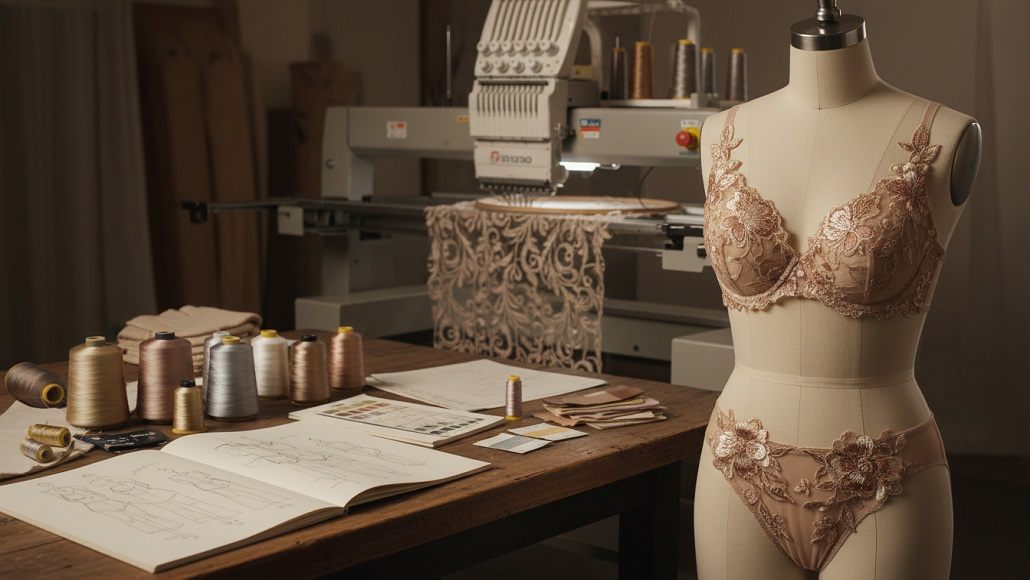 lace embroidery metallic shimmer